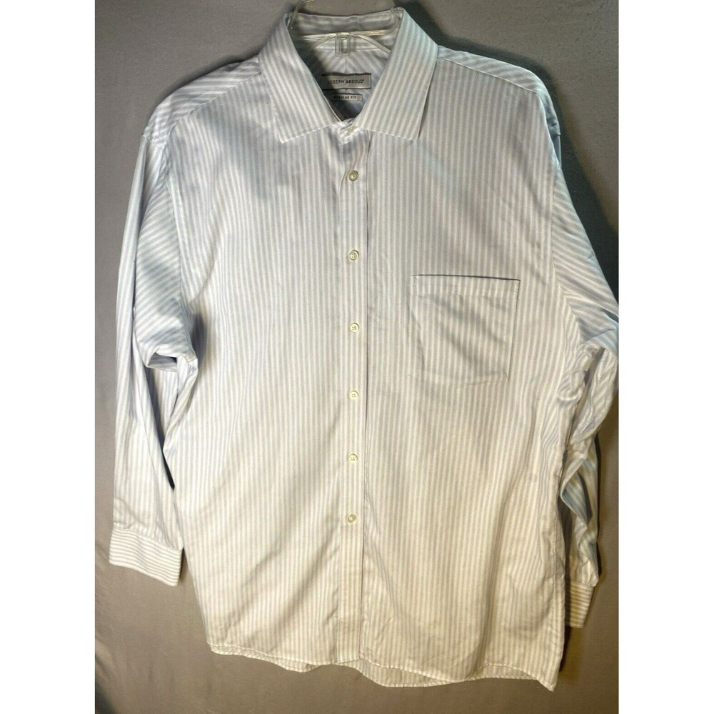 Joseph Abboud Dress Shirt Men Sz 16 - 32/33 Blue White No Iron Striped Long Slvs